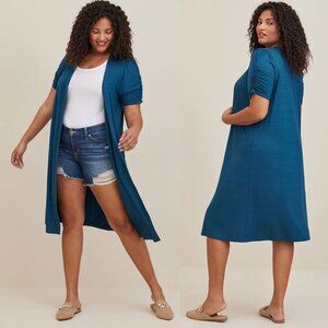 NWT Torrid 2 Blue Fit & Flare Duster Cardigan 2X 18 20